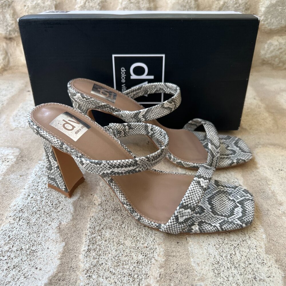 Dolce Vita Yorke Exotic snake heel sandal 7.5 DV NEW NWT gray